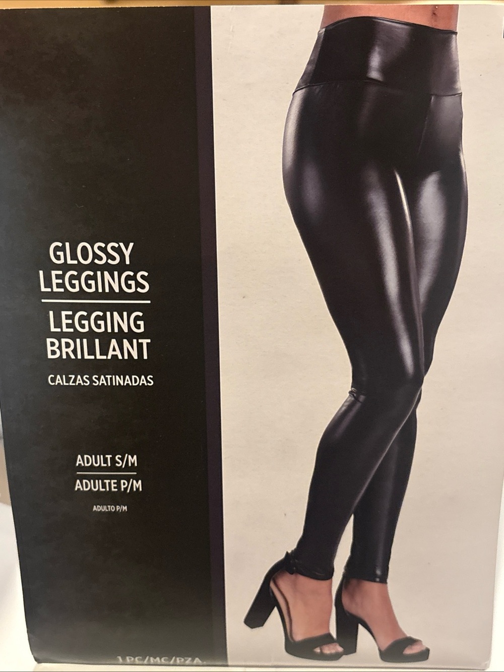 Glossy Black Faux Leather Wet Look Leggings Adult S/M Costume Cosplay NEW